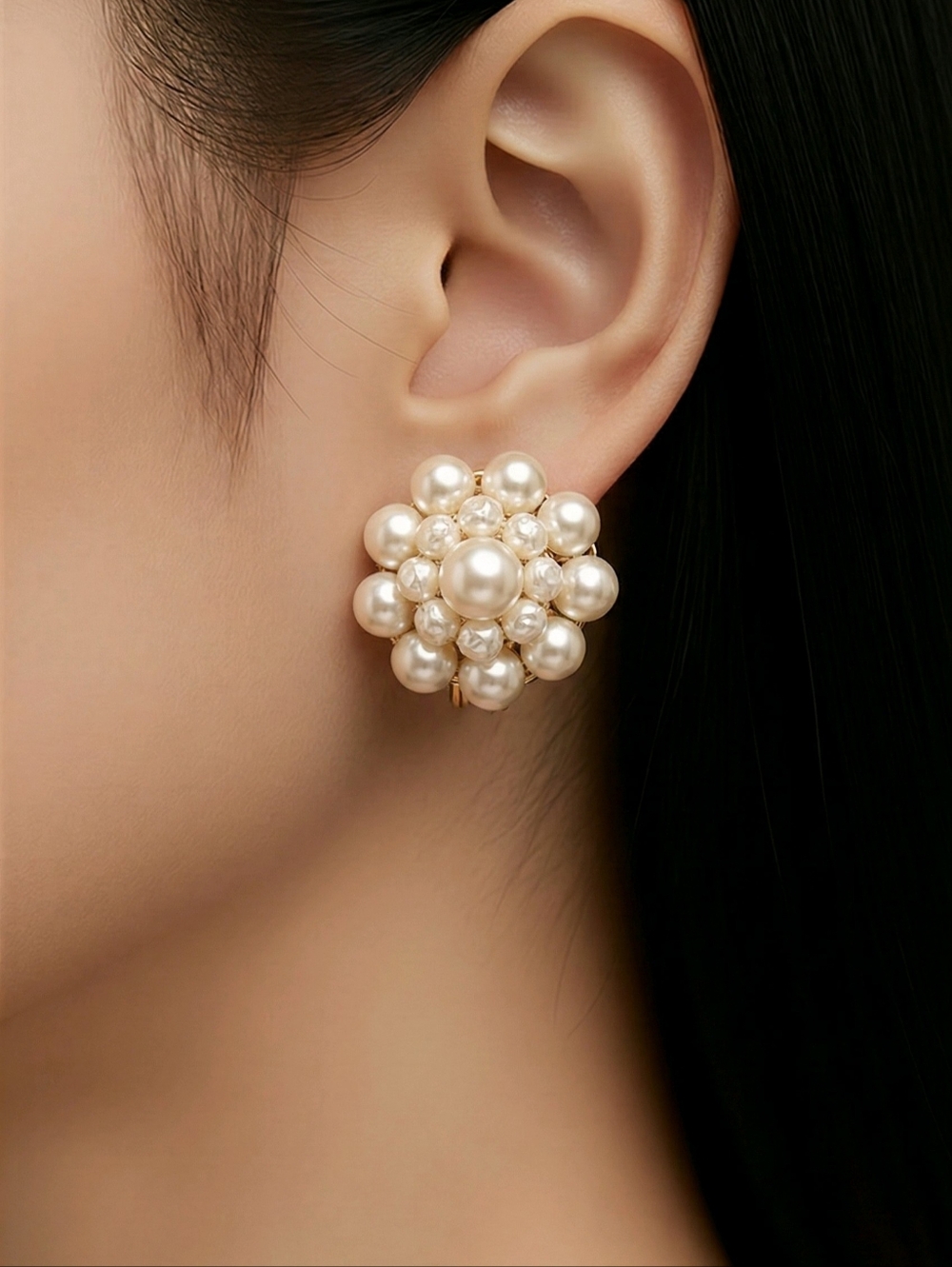 Vintage Faux Pearl Clip Fashion Earrings